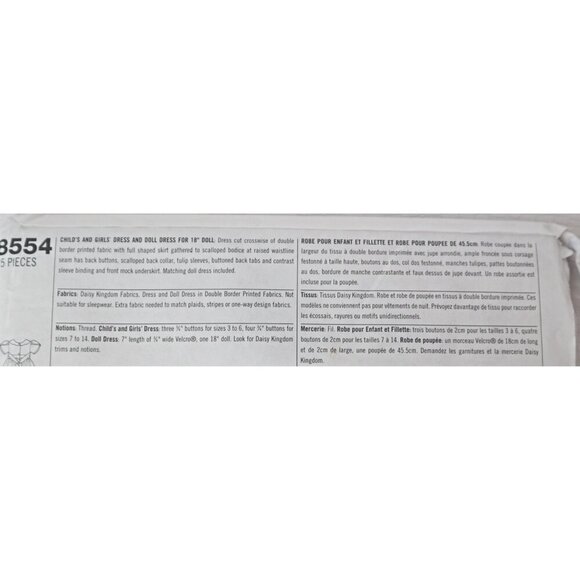 Simplicity 8554 Sewing Pattern Girls Party Dress & Matching Doll Dress Size 3 4 - Picture 3 of 4